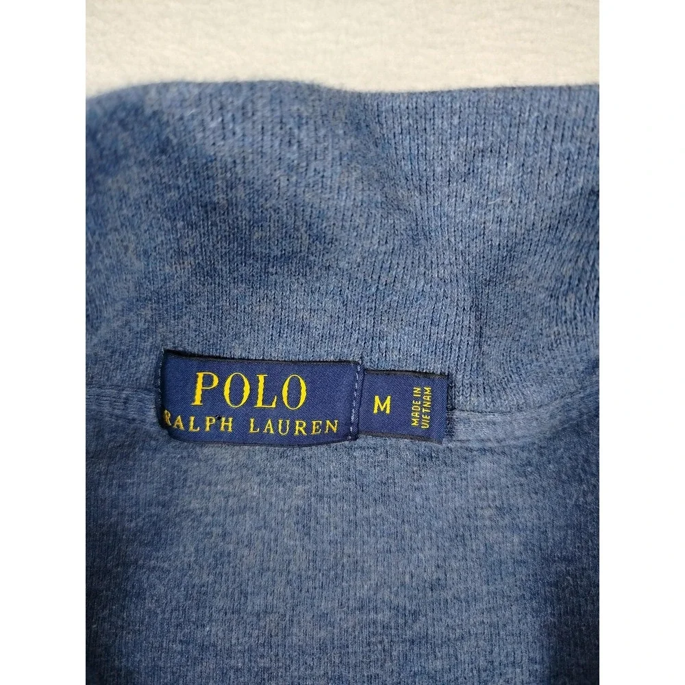 Polo Ralph Lauren Sweater Mens Medium Blue Cotton 1/4 Zip Preppy Pullover Office